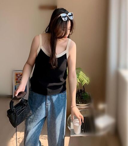 قمصان بدون أكمام للسيدات من zebemay برقبة عالية وفضفاضة وأساسية بلون سادة كاجوال للصيف بدون أكمام S-XL in Kuwait