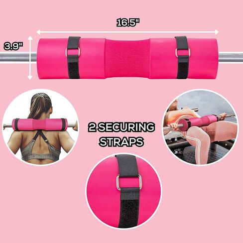 Barbell Pad with Secure Straps & Carry Bag for Squats, Lunges, and Hip Thrust Foam - Thick Foam Cushion in Kuwait