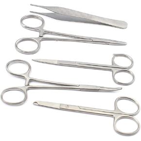 5 Pieces Scissors Forceps Hemostats Needle Holders Suture Lacreamon Set