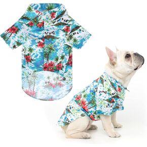 1Pcs Pet Shirts Hawaiian Pet Dog Polo T-Shirts Hawaiian Pet Clothes Beach Coconut Tree Print Pet Summer Shirt (3XL,Red)