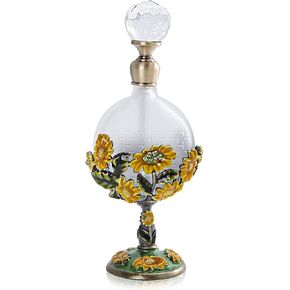 يو فنغ 8 مللي زجاجة عطر زجاجية فارغة عتيقة مع عباد الشمس مزين بجسم مسطح قابل لإعادة الملء زجاجة عطر in Kuwait