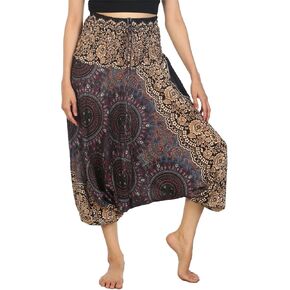 LOFBAZ Harem Yoga Pants for Women Boho Hippie Bohemian Aladdin Genie Jumpsuit