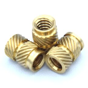 [ J&J Products ] Brass Insert IUTB-024, 10-24 Thru-Threaded, 6.9mm OD, 9.5 mm Length, Heat Staking Inserts, 30pcs