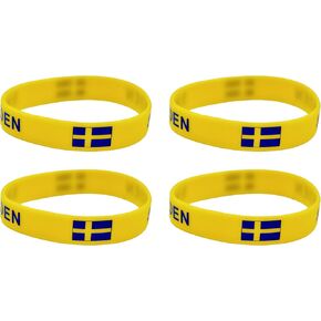 4 Pcs Sweden Swede Country Flag Rubber Bracelets, National Flag Silicone Bracelet, Rubber Wristbands Patriotic Decorations Gift