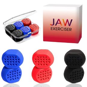 6 Pcs Jaw Exerciser, Jaw Exerciser for Men & Women, 3 Resistance Levels Silicone Jawline Shaper, Say Goodbye to Double Chin, Applicable to All of Users