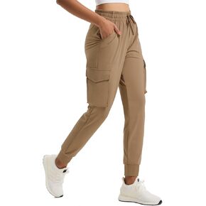 Women's Fleece Lined Joggers Cargo Sweatpants Hiking Pants Water Resistant Thermal High Waist Warm with 4 Pockets Snow