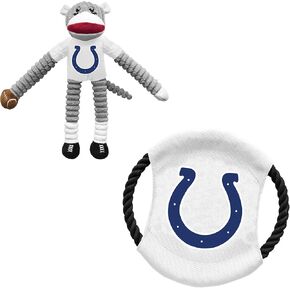 Littlearth Unisex-Adult NFL Detroit Lions Sock Monkey and Flying Disc Pet Toy Combo Set, Team Color, One Size