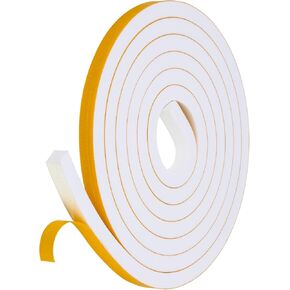 Weather Stripping Seal for Door Window, High Density Foam Tape, Soundproofing, Insulation Strip, Door Sealers for Door Frame (White, 1/2 Inch X 1/2 Inch X 10Feet)
