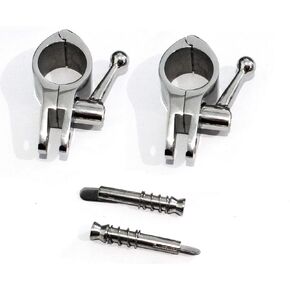 keehui Heavy Duty 316 Stainless Steel Pair of 7/8"(22mm) I.D.Bimini Top Hinge Rail Mount with Boat Pin & Cam Clamp Quick Release for 22MM Poles &Tube/Pipe