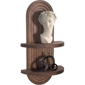 Wooden Arched Wall Shelf - Boho Decor Floating Shelves Book Display Rainbow Shelf for Home Bedroom Living Room Nursery Office Dark Brown