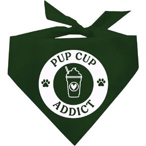 Pup Cup Addict Pupuccino Dog Bandana (Dark Green, OS 1106)