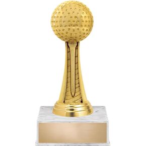 Crown Awards Golf Trophy, 6" Golf Ball Trophy On White Luxury Trophy Base