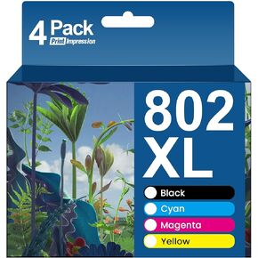 مجموعة خراطيش الحبر 802XL المُعاد تصنيعها لخراطيش الحبر Epson 802 802 XL T802 T802XL لـ Epson Workforce Pro WF-4740 WF-4730 WF-4720 WF-4734 EC-4020 EC-4030 (أسود، سماوي، أصفر، أرجواني)