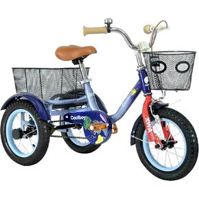 12 inch Trike,Kids Tricycle,Kids Trike,for Ages 3+ Beginner Riders, with Front Rear Basket and Passenger Seat, for Shopping Picnic Outdoor Kids Playground Sports,Multiple Colors