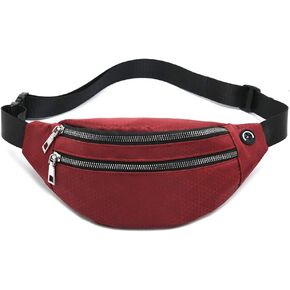 MOCE Waist Bag Fanny Pack for Men & Women Fashion Water Resistant Hip Bum Bag with Adjustable Belt for Travel Hiking Running Outdoor Sports.(Red02)