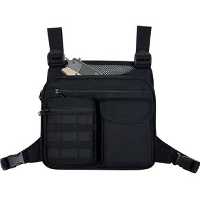Running Vest Running Lightweight Chest Pack, Water Resistant Running Gear Chest Bag with Phone Holder Tactical Vest Pouch for Sport (Black)