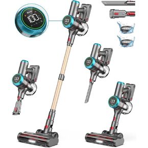 Cordless Vacuum Cleaner, 550W/45Kpa Stick Vacuum with Smart Display, MAX 60Mins Vacuum Cleaners for Home with Aromatherapy System, Anti-Tangle Vacuum Cleaner for Carpet/Hardwood Floor/Pet Hair