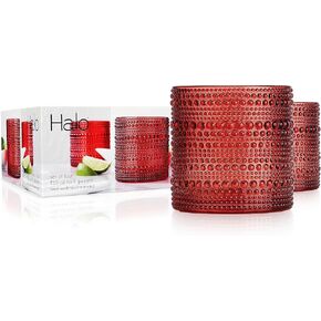 Glaver's Cocktail Shaker Set, Glass 15.2 oz Shaker, 6 Hobnail Shot Glasses, Stainless Steel Strainer Cap,Glass Shaker Set for Bars. Dishwasher Safe