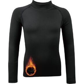 Youth Boys' Compression Shirt Long Sleeve Thermal Undershirt，Fleece Base Layer Athletic for Baseball, Football
