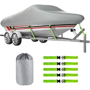 900D Waterproof Boat Cover 20-22 ft Heavy Duty Boat Covers 21ft Anti-Tear PU Marine Grade Canvas Boat Covers 20-22ft Fits Bass Boat Jon Boat Runabout V-Hull Fishing Boat & Ski Boat Cover, Slive