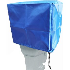 Outboard Boat Motor Cover 210D Waterproof Yacht Protective Hood Small Ship Barge Skiff Motor Protector Dinghy Engine Cover - Blue (for UP-5HP)