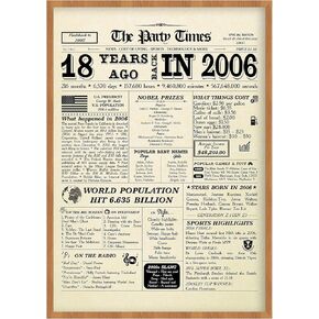 18th Birthday Decorations, Happy 18th Birthday Poster, Unframed Personalized Poster, 18th Birthday Gift For Him, Her, Boys, Girls, Son, Daughter, Back To The Year You Born Decor (8"x12")
