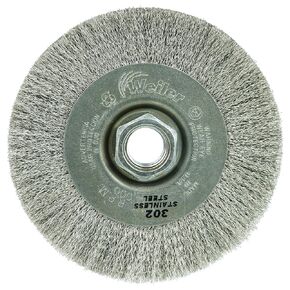 Weiler 00156 4" Narrow Face Crimped Wire Wheel, .006 Stainless Steel Fill, 5/8"-11 UNC Nut, Made in The USA (Pack of 5)