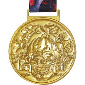 Abaokai Halloween Party Supplies - Golden Best Costume Skeleton Medals Adults Contest Awards Prizes, Skeleton Costume Contest Trophy Awards, Halloween Party Favors