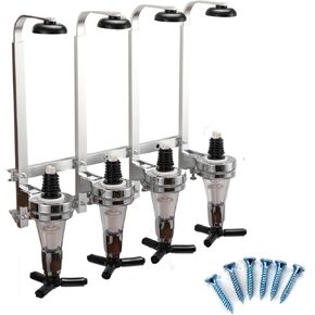 Wall Mounted Liquor Dispenser 4-Bottle for Bar/Home Party Use Fit Wine Cocktail Alcohol Drink Beverage Juice, Aluminum Alloy&ABS