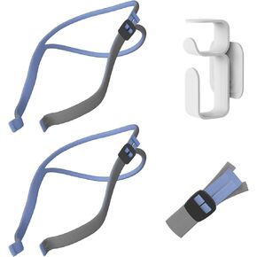 Latest Version Headgear Compatible with Airfit P10/ N30, Adjustable Replacement Headgear for AirFit N30, Quick-fit Design, Soft Elastic Material, Blue, 2-Pack, with Hose Holder