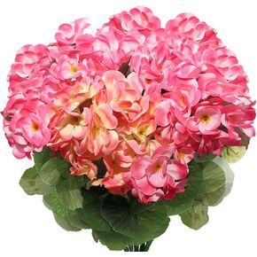 Artificial Geraniums for Outdoors,Silk Geraniums Artificial Flowers Realistic,Fake Bundles UV Resistant Faux Plants for Planter Pot Outdoor Indoor Decor(Mix Color,3PCS)