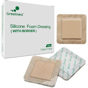 Silicone Foam Dressing 3x3 Inch with Border 10 Packs Adhesive Waterproof Wound Dressing Bandages for Wound Care High Absorbency Foam Pad Bandaid
