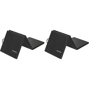 BalanceFrom Fitness GoGym 6 Ft x 2 Ft Folding Anti Tear High Density Vinyl 3 Panel Gym Exercise Mat for Yoga, Pilates & Gymnastics, Black (2 Pack)