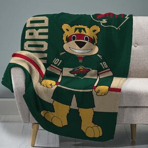Sleep Squad Minnesota Wild Nordy 60" x 80" Raschel Plush Blanket – an NHL Mascot Super-Soft Throw