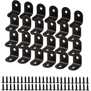 uxcell 24pcs Angle Bracket Stainless Steel 20x20mm Black Corner Brace Fastener L Shaped Right Angle Brackets Corner Protector with Screws for Furniture