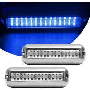 pair of 42 underwater blue led light (84 led) transom led light 12 volt in stainless steel for marine, boat, vr, camper, pontoon, trailer, pool, spa and much more…