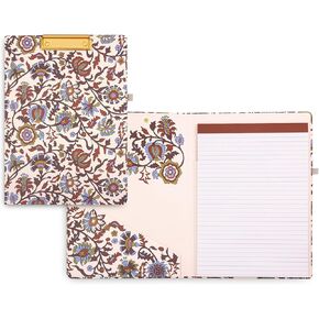 Vera Bradley Clipboard Folio with Refillable Lined Notepad, Padfolio with Interior Pocket and Pen Loop, Sunlit Garden Greek Sage