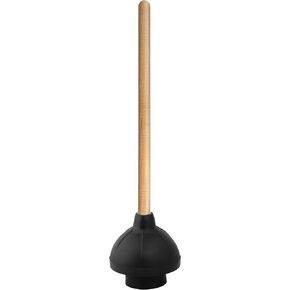 Superio Heavy Duty Plunger with 21 Inch Wooden Handle, Black Rubber - Classic Toilet Plunger, Heavy Duty, Double Thrust Force Cup, Rubber Toilet Plunger, Black Plunger