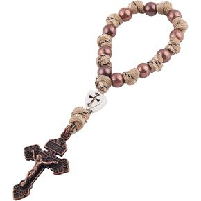 Pocket Rosary Paracord One Decade Catholic Rosary Beads with Crucifix Medal