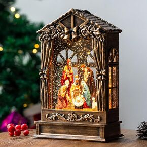 Christmas Snow Globes, Manger Snowflake Ball Adoration of The Magi Nativity Scene, Silent Night Music Water Lantern, Holiday Decorations Gifts for Family, Children or Friends