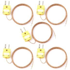 5Pcs 1 Meters K Type Thermocouple Temperature Probe Sensors Compatible with Type-K Temperature Measuring Instruments, Higher Accuracy Long Measure Range -58°F~899°F(-50°C~482°C)