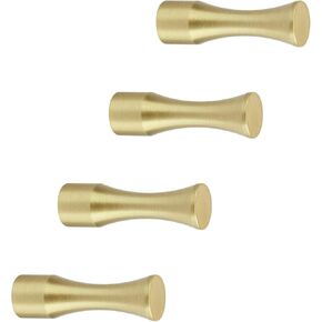 Gold Wall Hooks for Hanging Towels Purses Coats Hats Robes Keys, Solid Brass Wall Pegs for Nursery Cabinet Kidsroom Bathrooms etc. 4 Pack(1446)