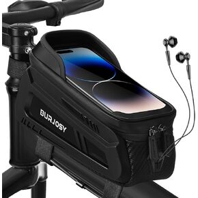 Bike Phone Front Frame Bag, Waterproof Bike Phone Holder Bag with TPU Touch-Screen & Sun-Visor, Bike Bag Accessories Compatible Phone Under 7"