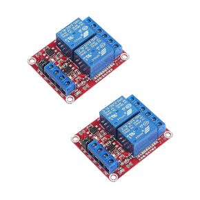 2pcs DC 5V 2 Channel Relay Module with Isolated Optocoupler High and Low Level H/L Level Trigger Module Trigger