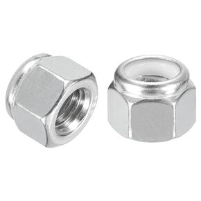 uxcell 50Pcs 7/16"-14 Nylon Insert Hex Lock Nuts, 316 Stainless Steel Self-Locking Nylon Insert Stop Nut for Industrial Construction Fasteners, Silver&White