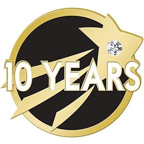 1" 10 Years of Service Pins, 10 Years Awards Pin With Gem, Shooting Star 10 Year Anniversary Lapel Pin, Prime