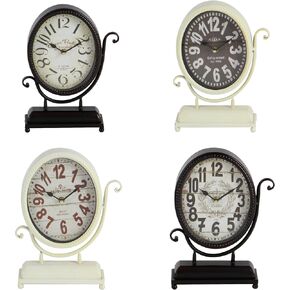 Deco 79 Metal Scroll Clock, Set of 4 9"W, 12"H, Black