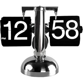 Topyond Retro Flip Clock, Cool Split Flap Display Desk Clock, Vintage Auto Flip Table Clock with Internal Gear Operation for Home and Office Décor (Black)