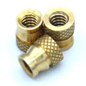 [ J&J Products ] Brass Insert IUB-632, 6-32 Tapered, Thru-Threaded, 5.6 mm OD, 6.4 mm Length, Heat Staking Inserts, 75pcs