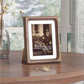 5x7 Picture Frames Natural Walnut,Original Wood Hand Make Crafted Photo Frame with Mat to 4x6 Graduation Picture Display,Family Picture,Wedding Picture Tabletop & Wall Decoration